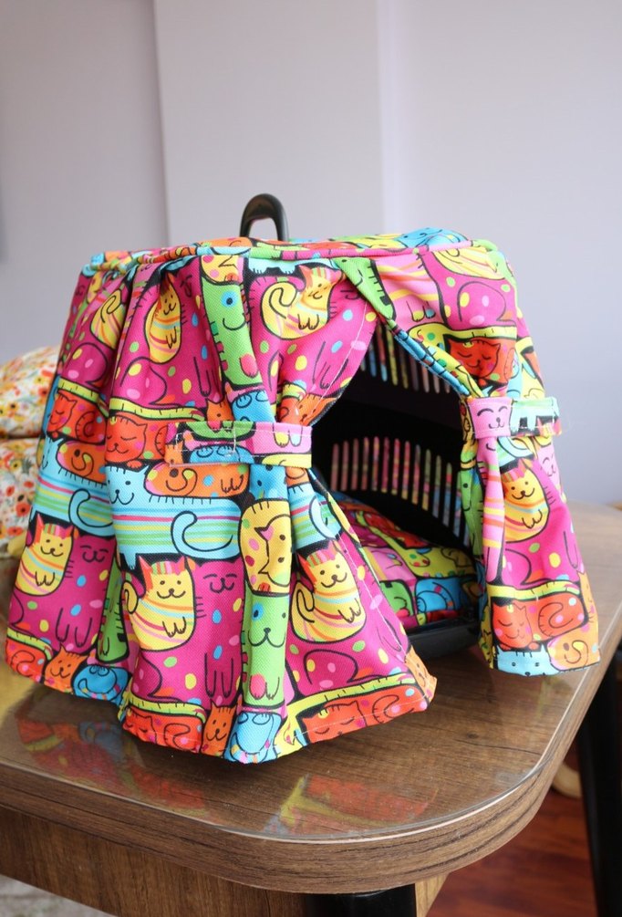 Renkli Desenli Kedi Taşıma Çantası - Görsel 4