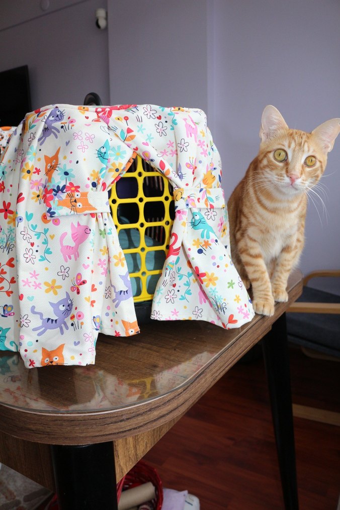 Renkli Kedi Köpek Taşıma Sepeti Örtüsü - Görsel 3