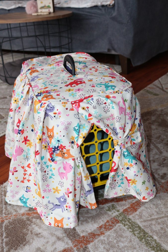 Renkli Kedi Köpek Taşıma Sepeti Örtüsü - Görsel 2