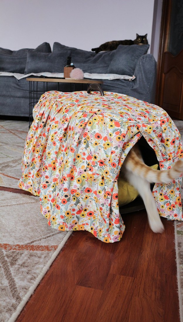 Çiçek Desenli Renkli Sepet Örtüsü Sarı Yastıklı - Görsel 3