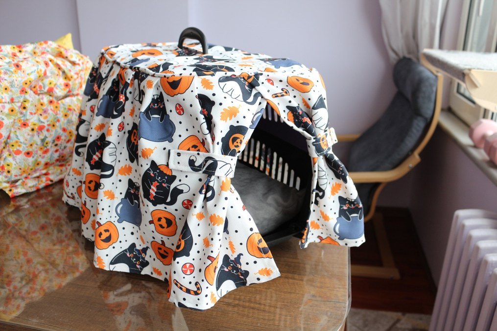 Renkli Kedi Taşıma Çantası Örtüsü - Görsel 3