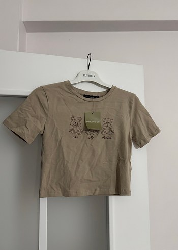 Pamuklu Bej Tişört - Kısa Kollu, Baskılı - Görsel 2