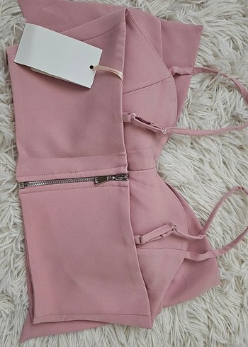 Diğer Pembe Crop Parisian Bralet