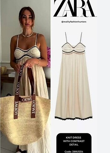 Zara Kontrast detaylı örme elbise