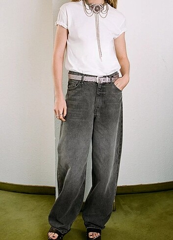 Zara Relaxed Oversize Orta Bel Jean 