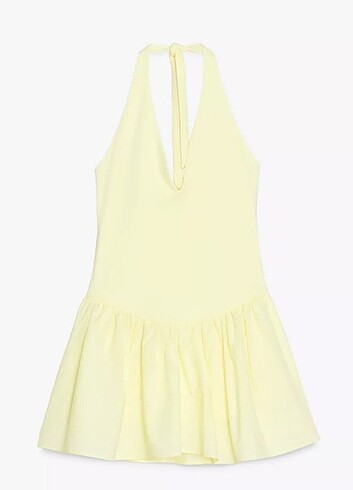 Kontrast halter yaka elbise 