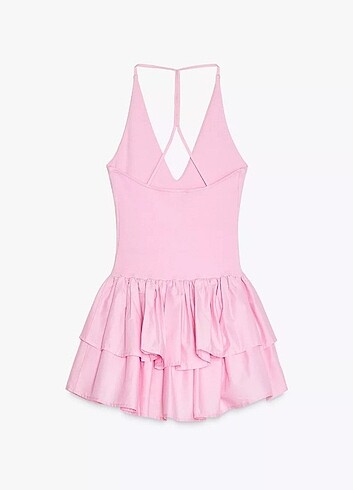 m Beden Kontrast halter yaka elbise