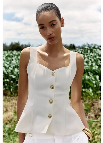 Peplum Esnek Yelek Üst