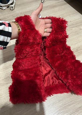 Bordo Kürk Detaylı Kız Yelek - Görsel 4