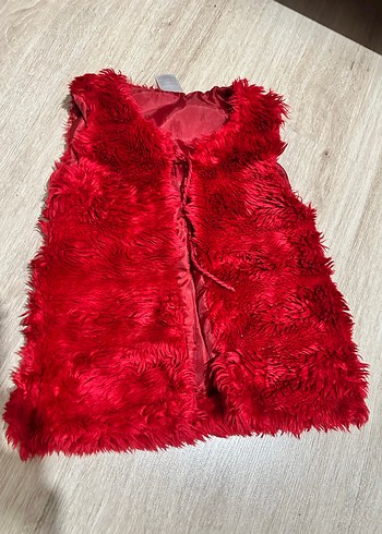 Bordo Kürk Detaylı Kız Yelek - Görsel 2