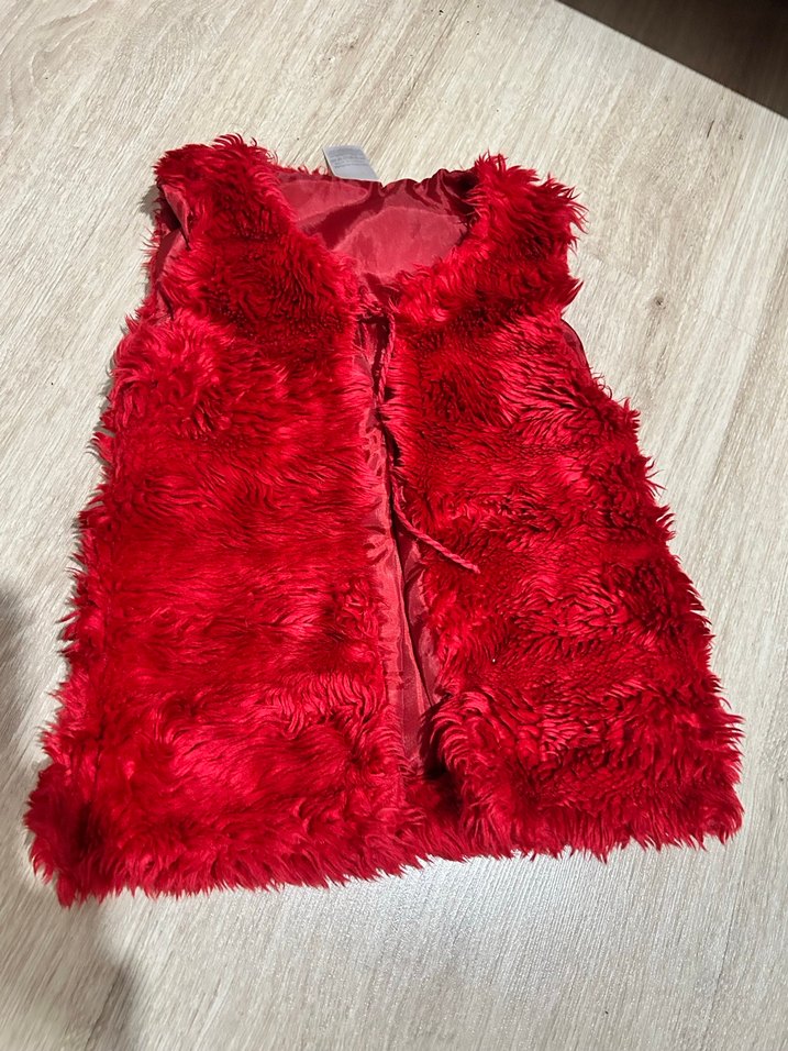 Bordo Kürk Detaylı Kız Yelek - Görsel 2