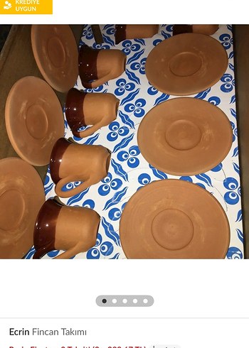 Kahverengi Seramik Fincan ve Tabak - Görsel 4