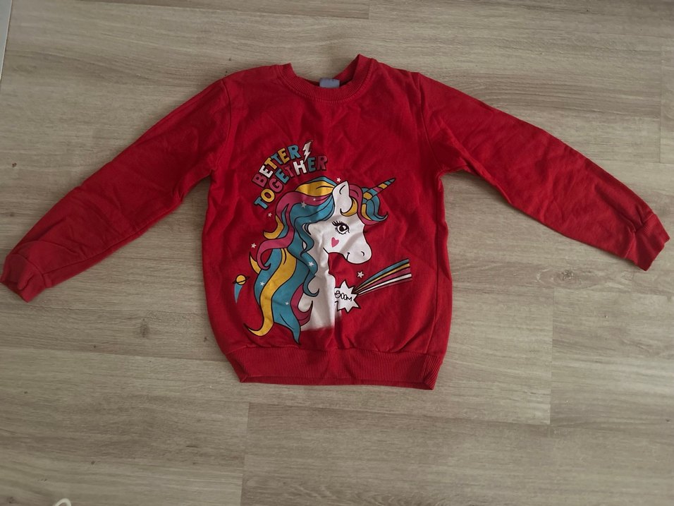 Kız Çocuk Kırmızı Unicorn Baskılı Eşofman Takımı - Görsel 3