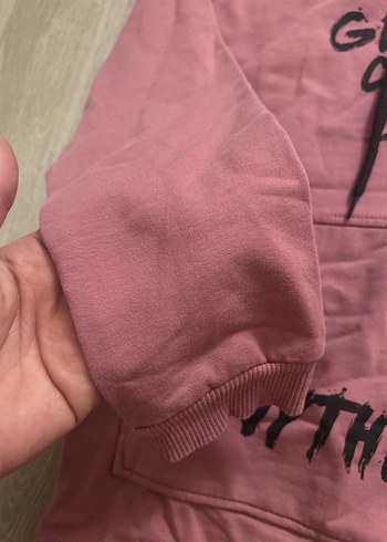 Kız Çocuk Kapüşonlu Pembe Sweatshirt - Görsel 2