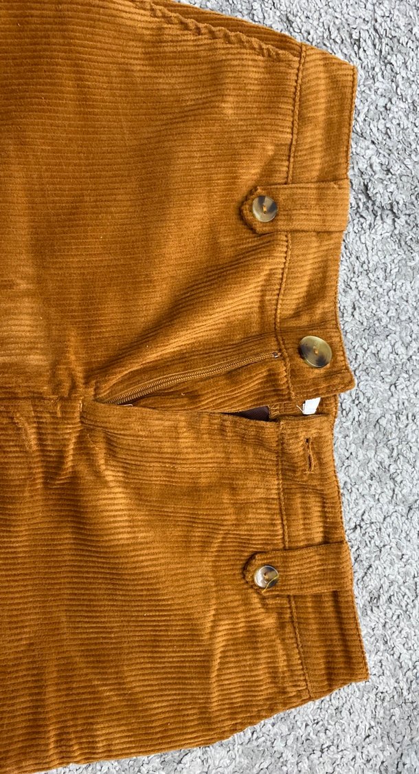 Düğmeli Kahverengi Süet Midi Etek - Görsel 4