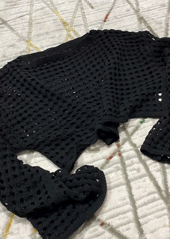 Siyah Örgü Kadın Triko Midi Kazak