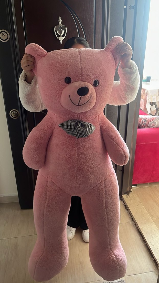 Pembe Peluş Oyuncak Ayı büyük boy - Görsel 4
