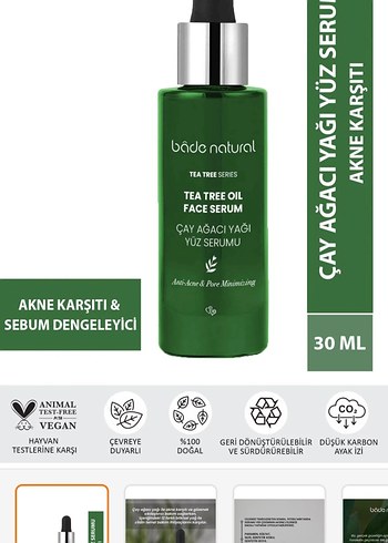 Bade Natural Çay Ağacı Yağı Yüz Serumu 30ml