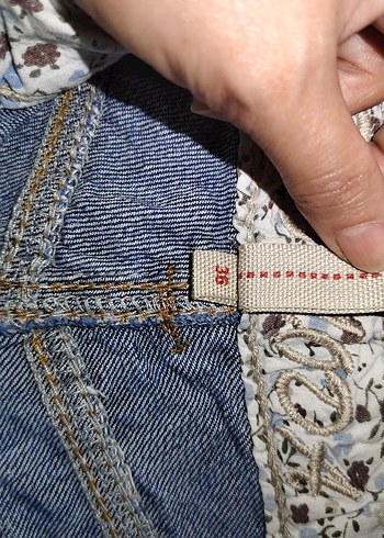s Beden turuncu Renk Turuncu Bağlama Desenli Mini Denim Şort