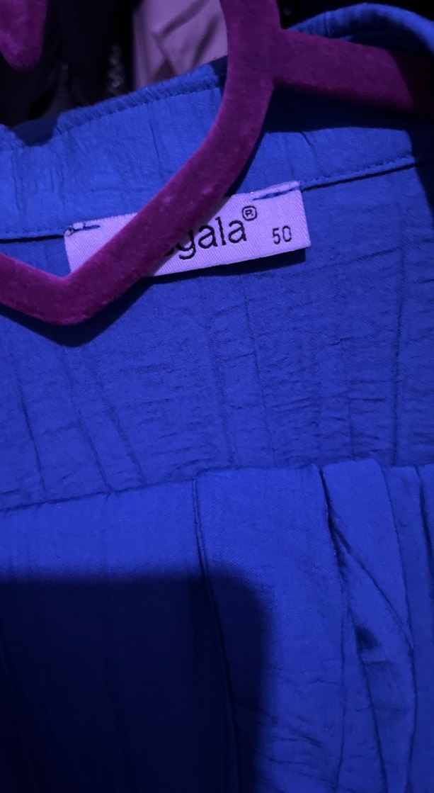 Mavi Uzun Kollu Salaş Kadın Gömlek takım - Görsel 2