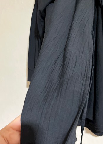 Kadın Siyah Uzun Keten Kimono takım - Görsel 3