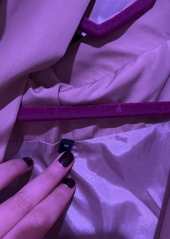 Mor Uzun Kadın Trençkot - Görsel 3