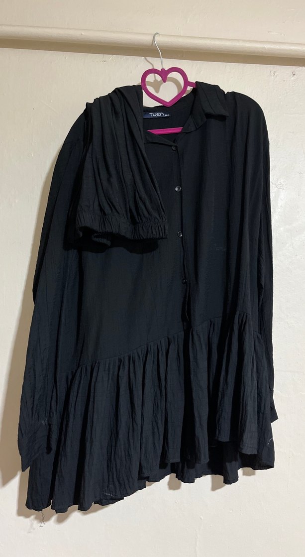 Siyah Fırfırlı Hamile Bluzu takım - Görsel 3