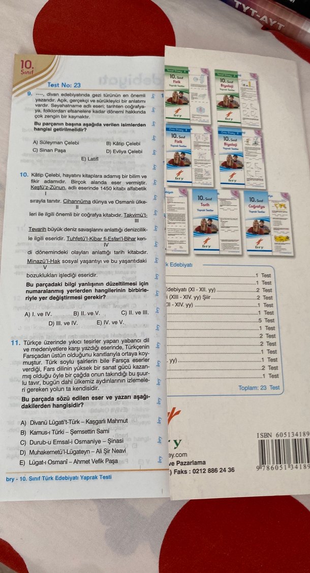 10. Sınıf Türk Edebiyatı Yaprak Testler - BRY - Görsel 2