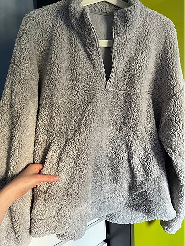 m Beden Peluş polar kürk sweatshirt