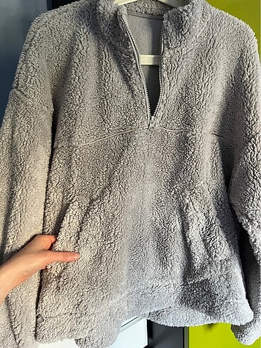 m Beden gri Renk Peluş polar kürk sweatshirt