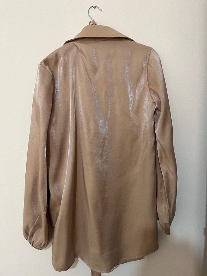Bej Parlak ceket - Görsel 2