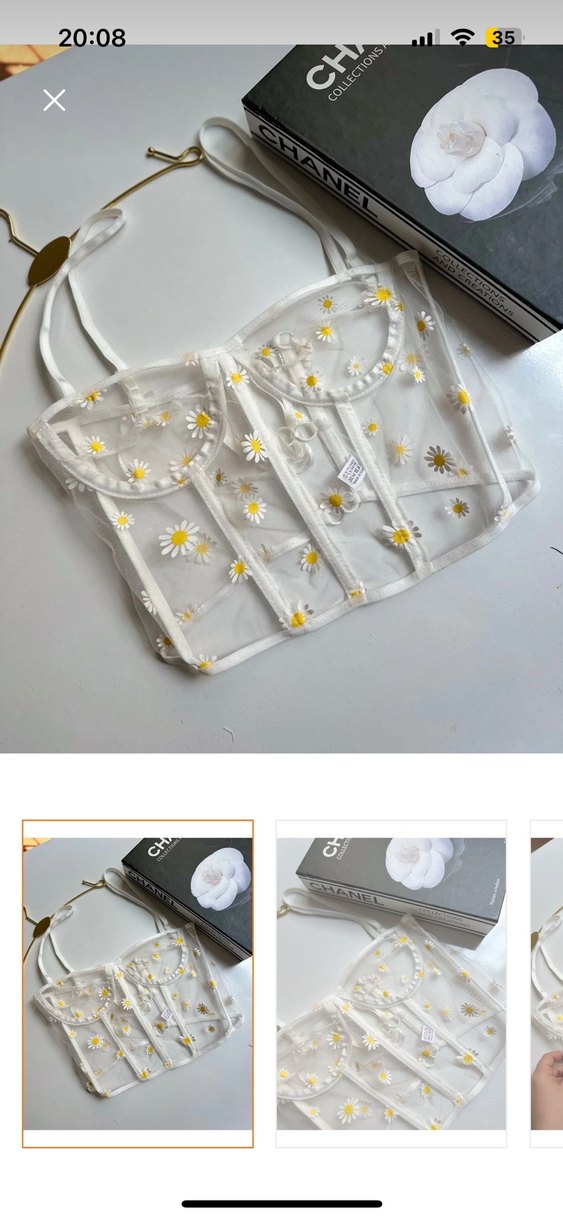 Nakışlı Beyaz Dantelli Straplez Büstiyer - Görsel 2