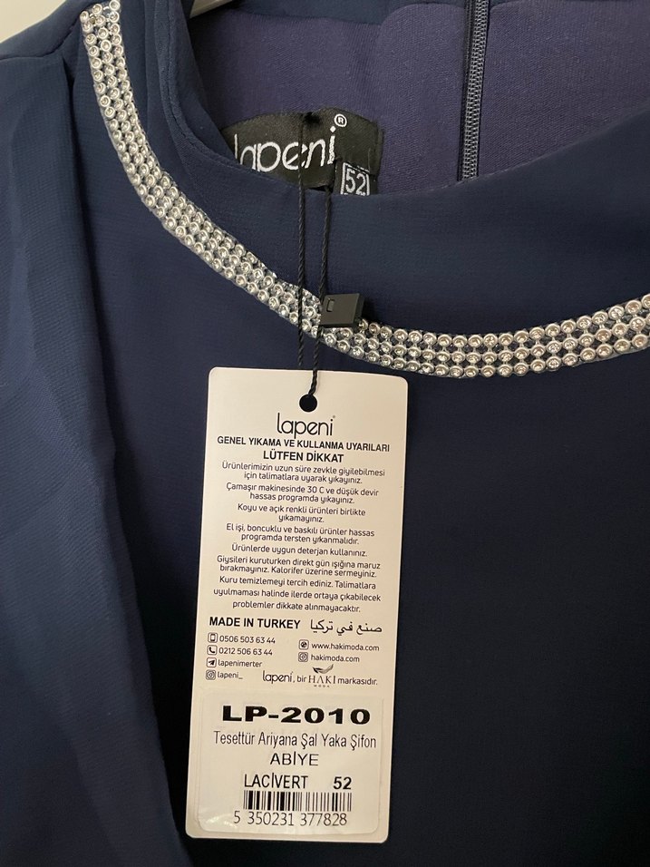 Lacivert Uzun Drapeli Kadın Elbise - Görsel 4