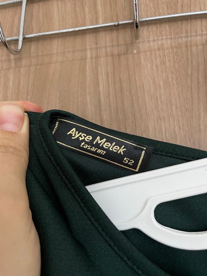 Uzun, Salaş, Drapeli Yeşil Kadın Elbise - Görsel 3