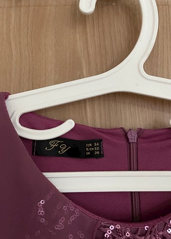 Mor Nakışlı Uzun Kollu Salaş Kadın Elbise - Görsel 3