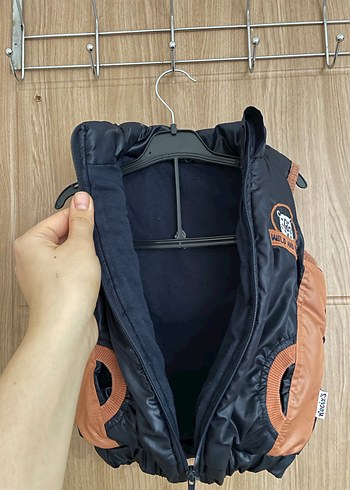 Kahverengi Biker Tarzı Erkek Çocuk Yelek - Görsel 2