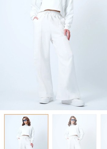 Beyaz Kadın Sweatshirt takım , Uzun Kollu, Regular Fit - Görsel 2