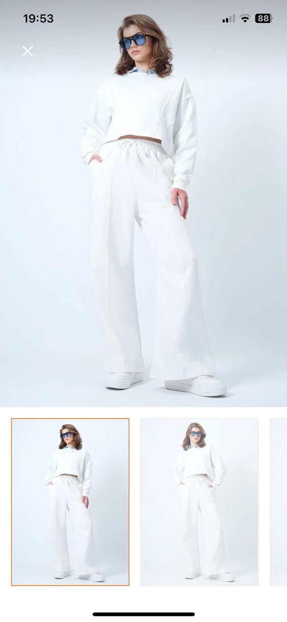 Beyaz Kadın Sweatshirt takım , Uzun Kollu, Regular Fit - Görsel 2