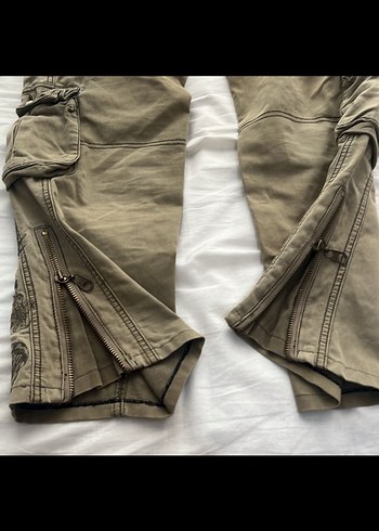 haki vintage dusuk bel pantolon - Görsel 5