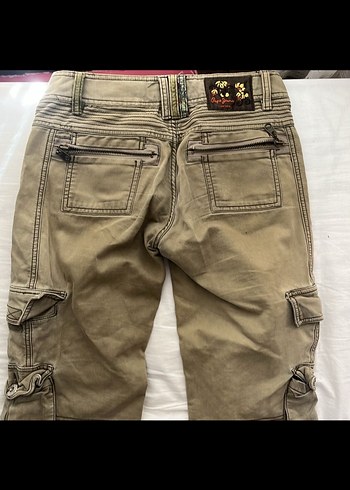 haki vintage dusuk bel pantolon - Görsel 3