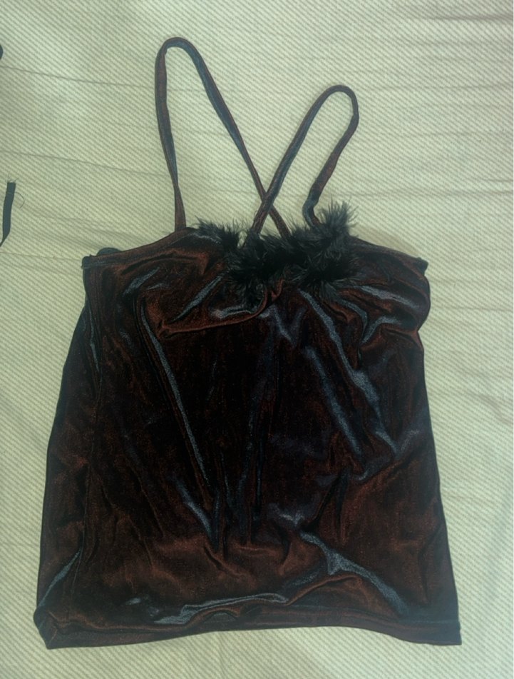 Siyah Kadın kadife kizil yansimali Gotik ust - Görsel 2