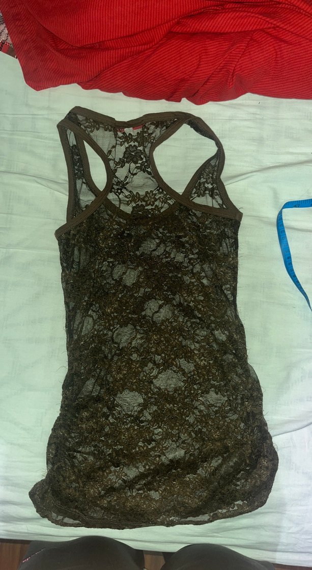 Dantel Detaylı Kahverengi İnce Askılı Atlet - Görsel 4