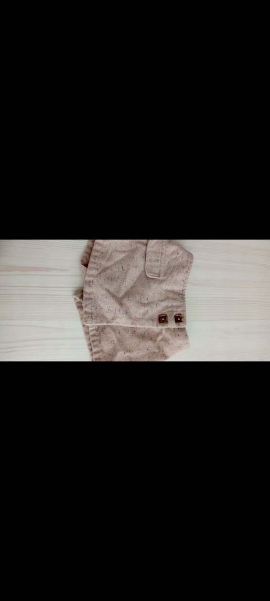 Bej Kız Çocuk Keten Düğmeli Sort Etek - Görsel 2