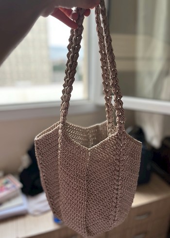 Bej Örgü Kadın Çanta - Görsel 2