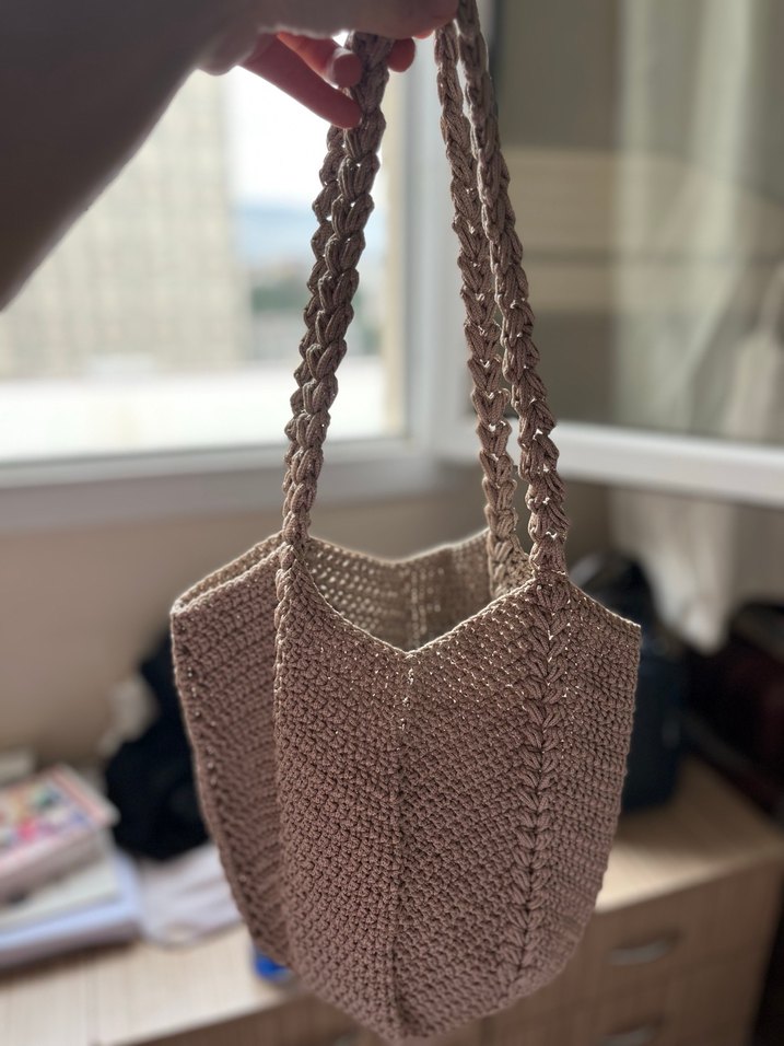 Bej Örgü Kadın Çanta - Görsel 2