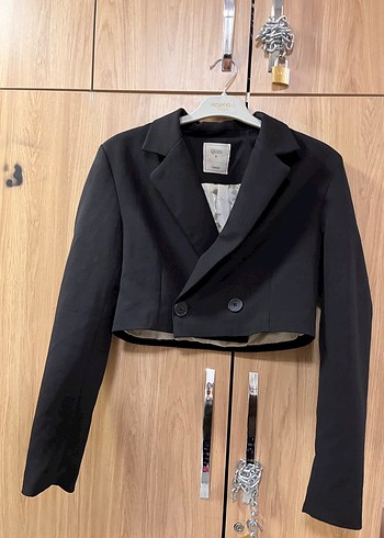 Düğmeli Siyah Kadın Blazer Ceket - Görsel 3