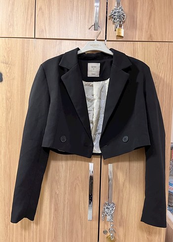 Düğmeli Siyah Kadın Blazer Ceket - Görsel 2