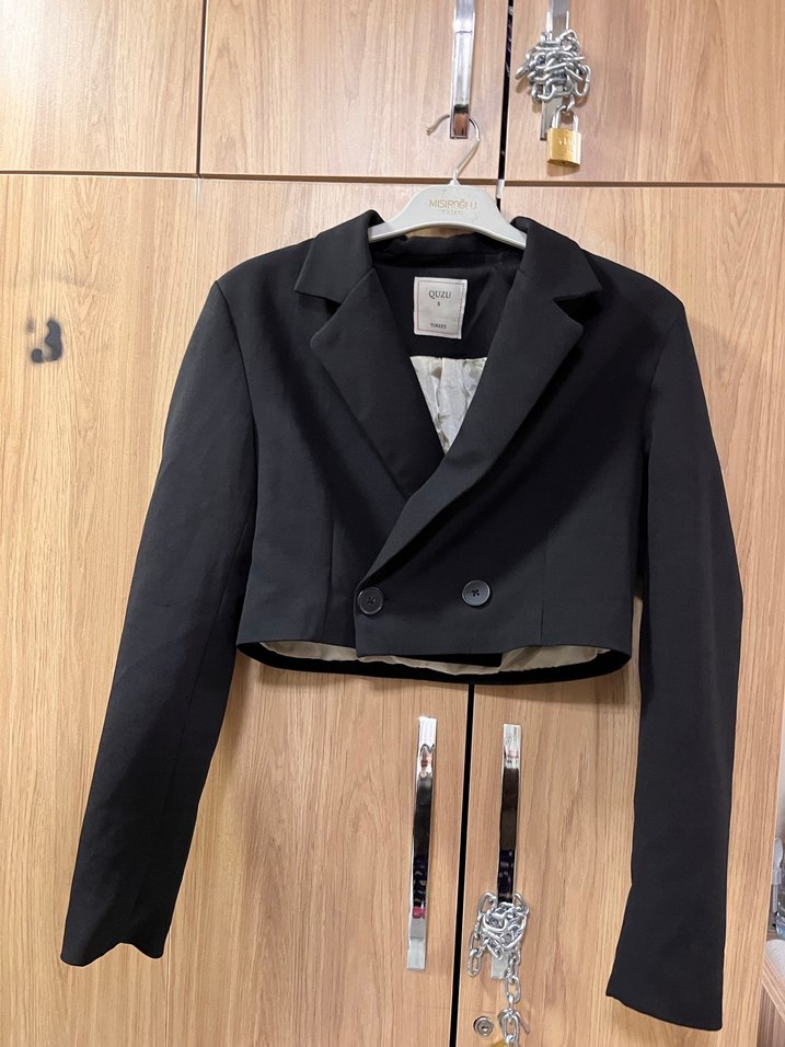 Düğmeli Siyah Kadın Blazer Ceket - Görsel 3