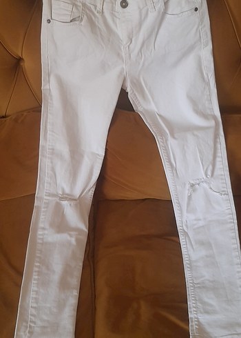 Beyaz Regular Fit Kot Pantolon