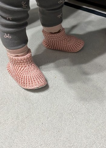 Pembe Örgü Topuklu Kadın Terlik - Görsel 2